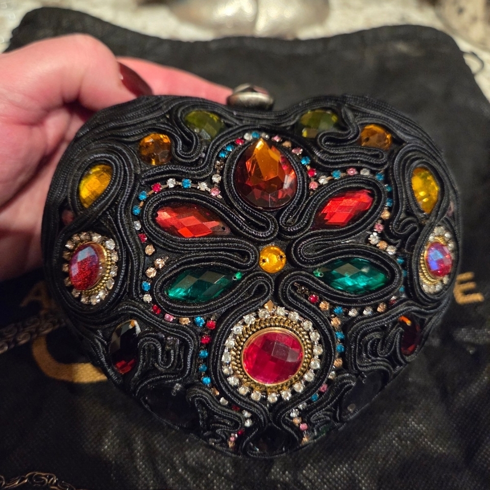 Mary Frances Black and Multi Color Heart Shaped Clutch - Picture 4 of 6